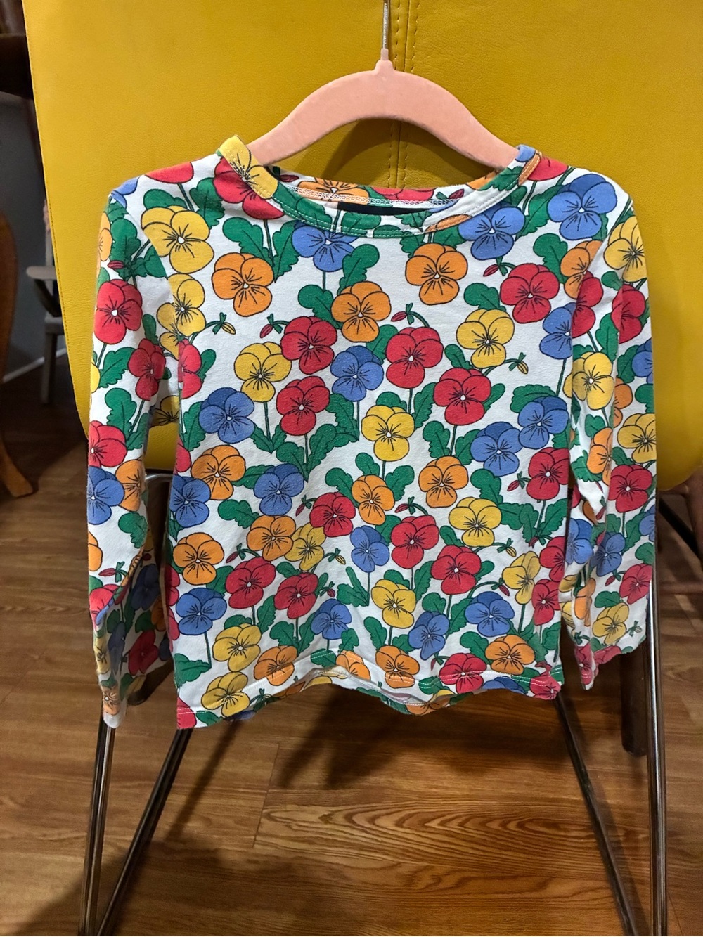 Mini Rodini Multicolor Floral Pansy Long-Sleeve Tee
